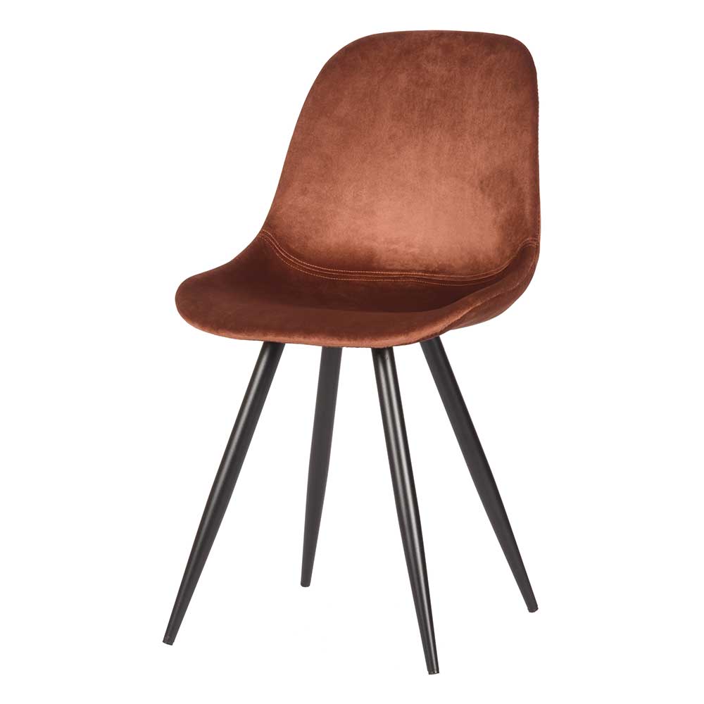 Scandi Chic Polsterstuhl in Rost Samt - Broncing (2er Set)