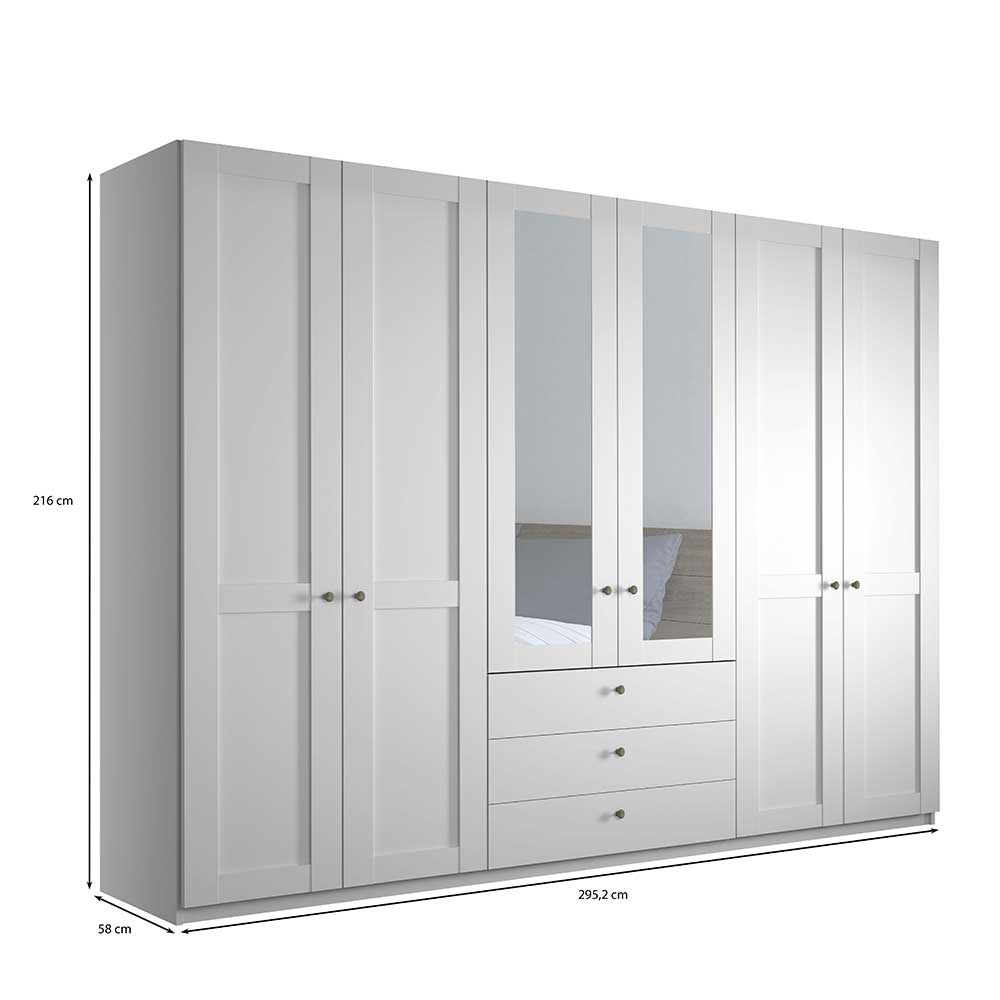6-türiger Kleiderschrank mit drei Schubladen - Flinn