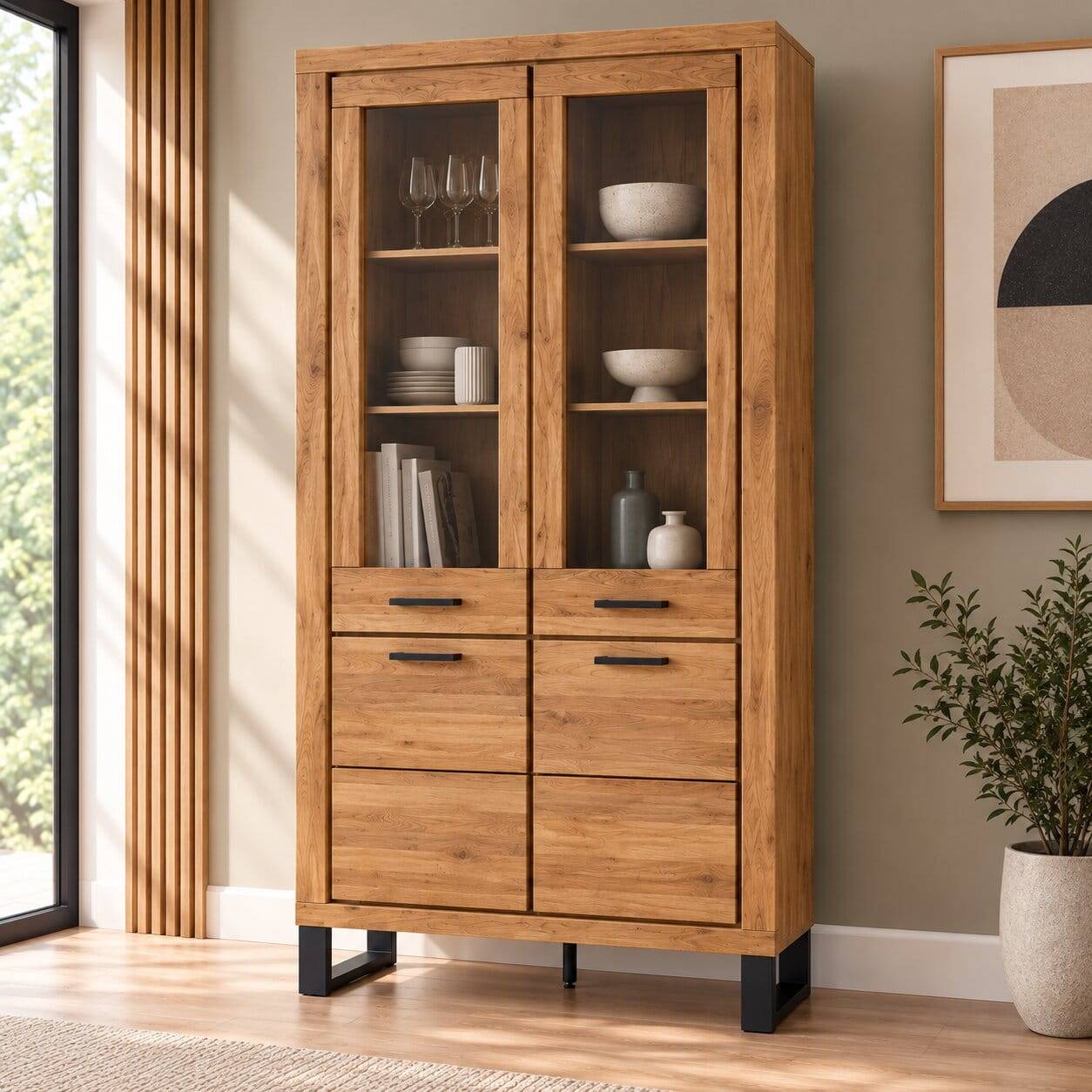 Moderne Vitrine in Wildeiche - Scarlett