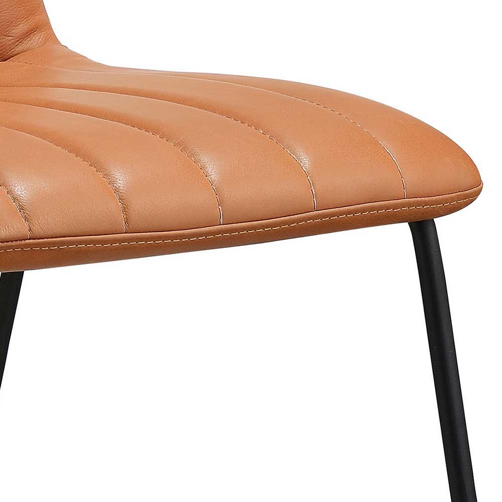Leder Polsterstuhl in Cognac - Kanini (2er Set)