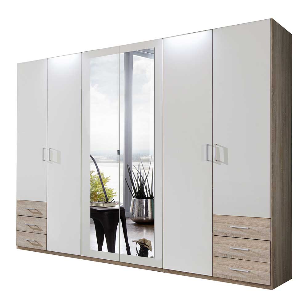 Schlafzimmerschrank mit 6 Türen und Schubladen - Classima
