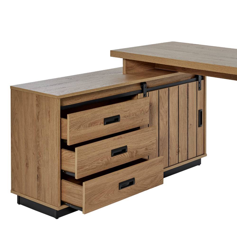 Modern Country Schreibtisch mit Seitenregal - Jarley