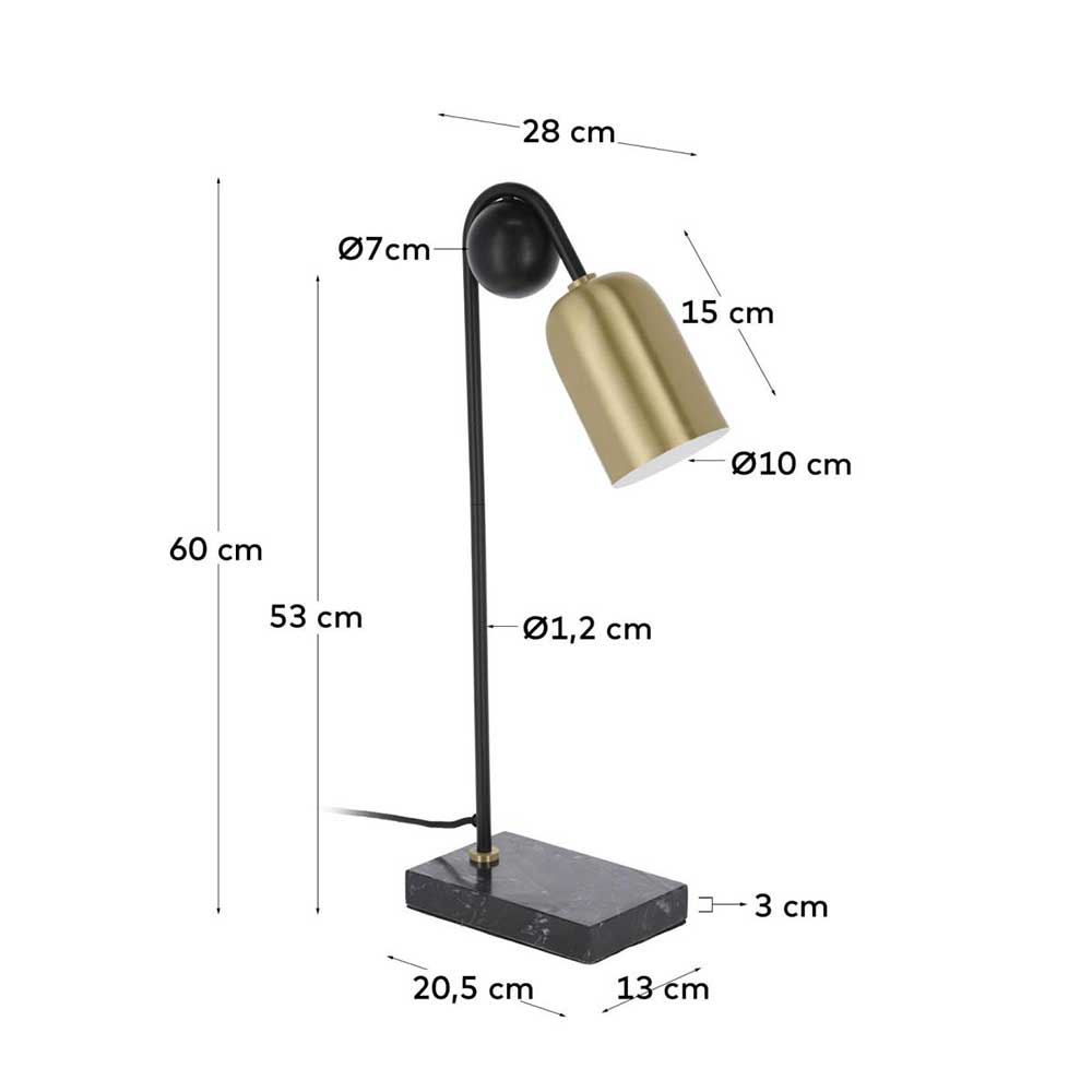 Designer Tischlampe in Messing & Schwarz - Barreras
