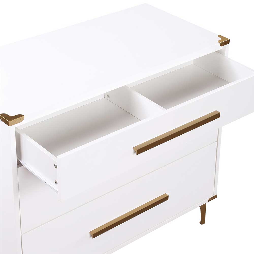 91x81x46 cm Kommode in Weiß und Messing - Onan