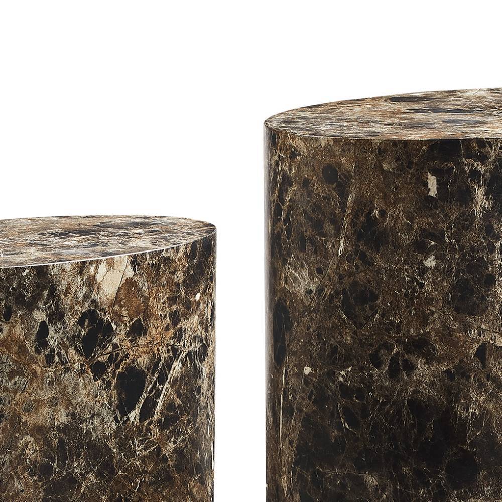 Wohnzimmertisch Duo - Marmoroptik Braun - Merandes (zweiteilig)