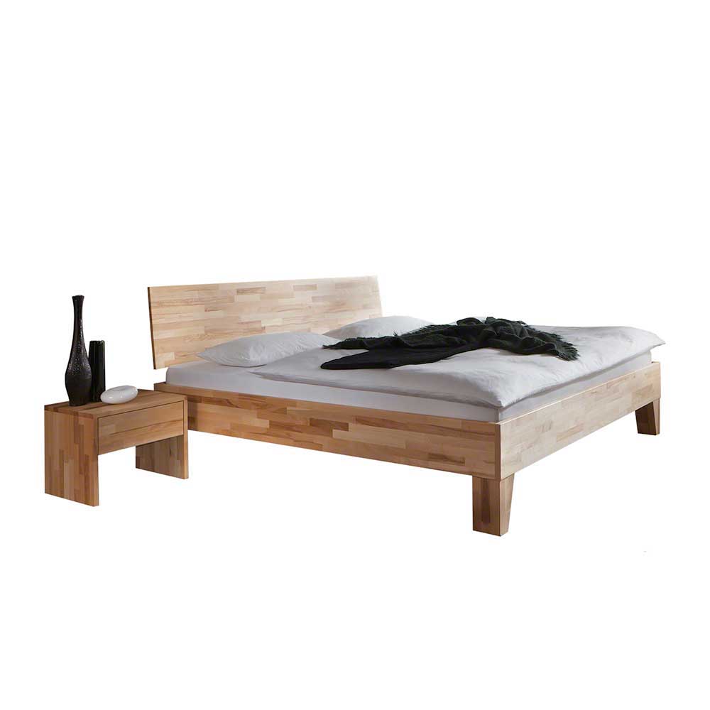 Massivholz Doppelbett Acientra aus Kernbuche geölt (dreiteilig)