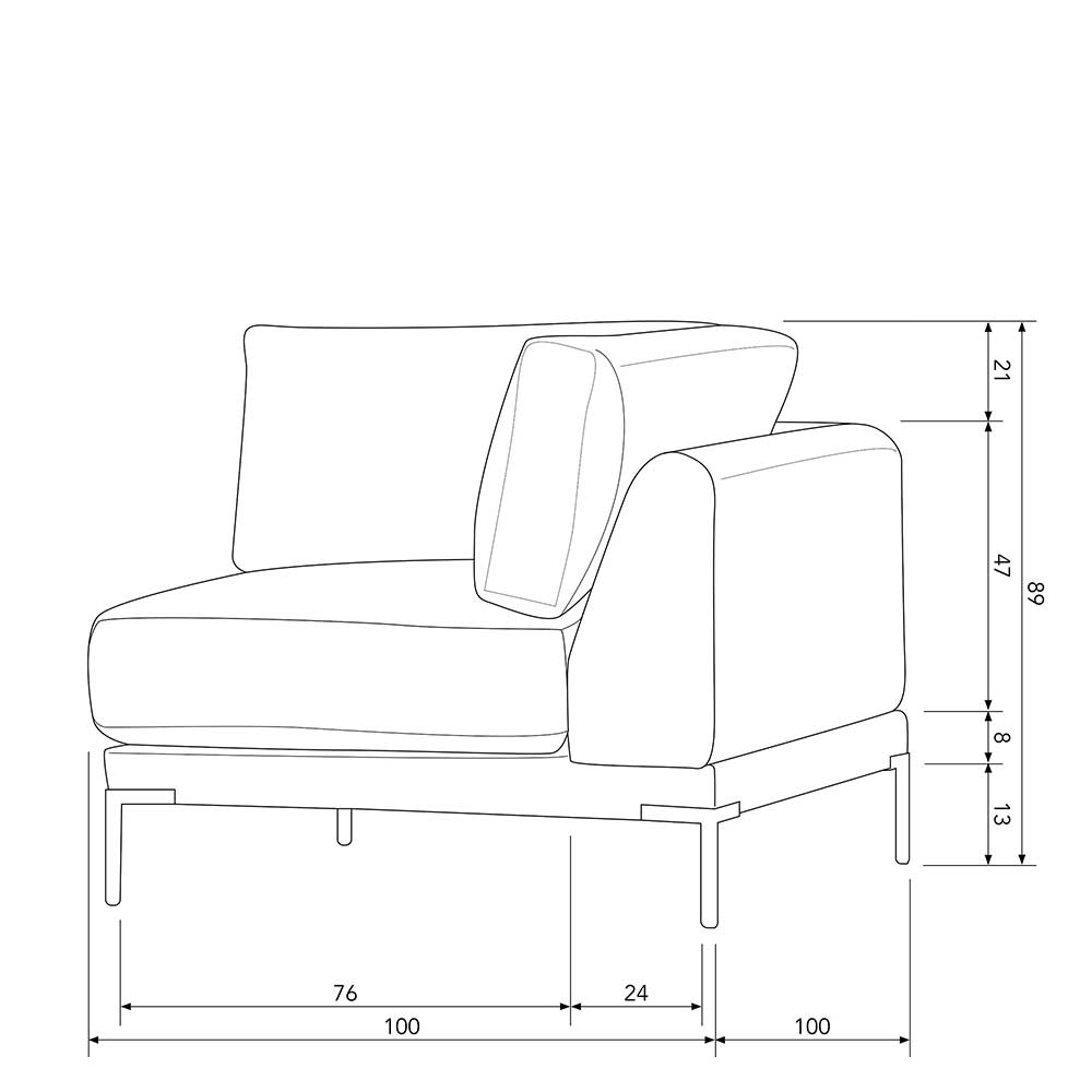 Couchmodul Eckelement in Braun - Ravonia
