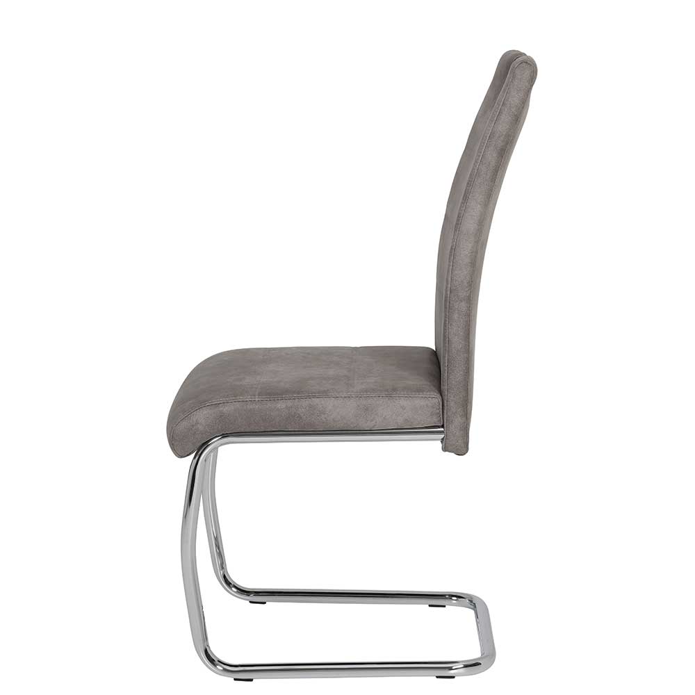 Schwingstuhl aus Microfaser Grau - Kirana (Set)