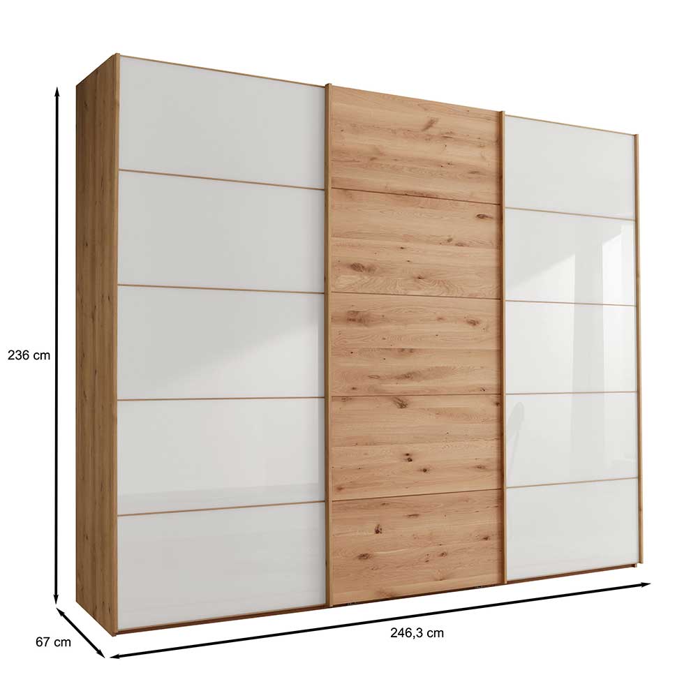 Schiebetürschrank in Weiß Glas - Crucav