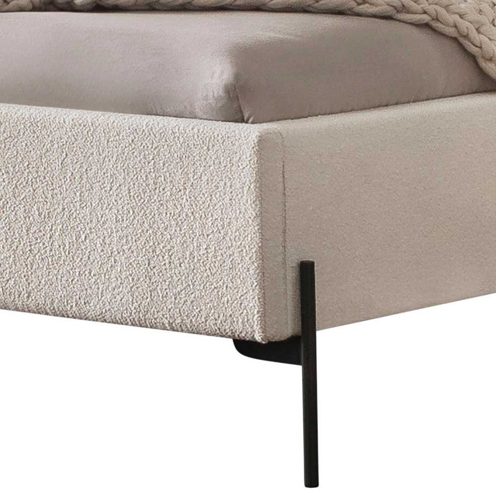 Cremefarbenes Polsterbett mit 140x200 Liegefläche - Fontana