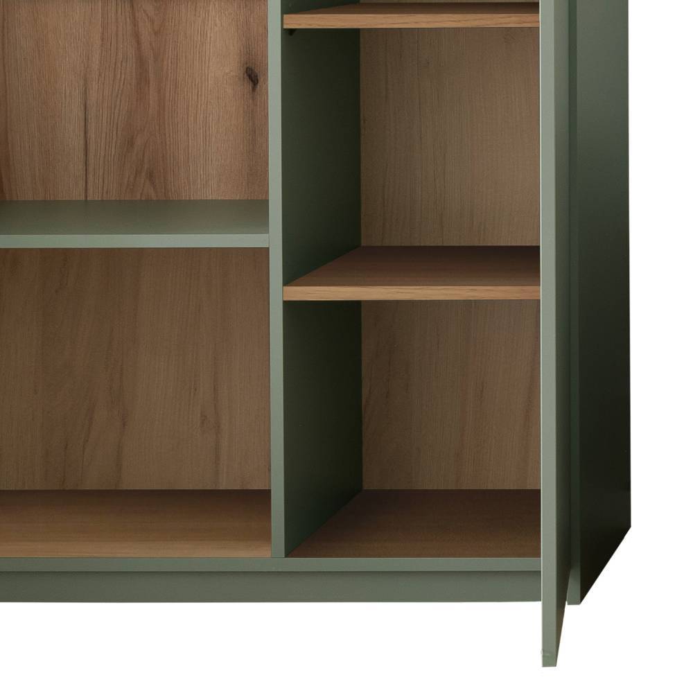 Design Wohnwand in Graugrün und Eiche - Kwin (dreiteilig)