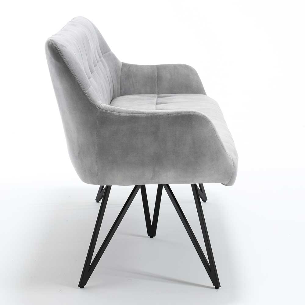 Esstisch Sofa in Grau Velours - Reymonda
