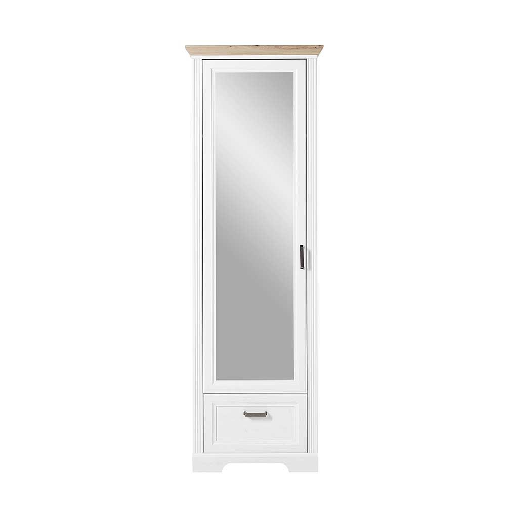 65x204x41 Landhaus Dielenschrank mit Spiegel - Nurelcas