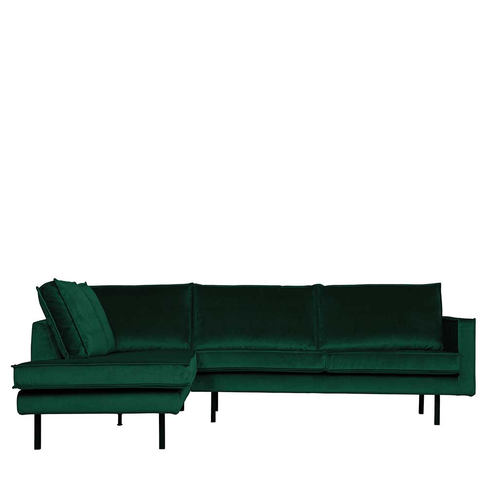 Samt Ecksofa in Dunkelgrün - Distroit