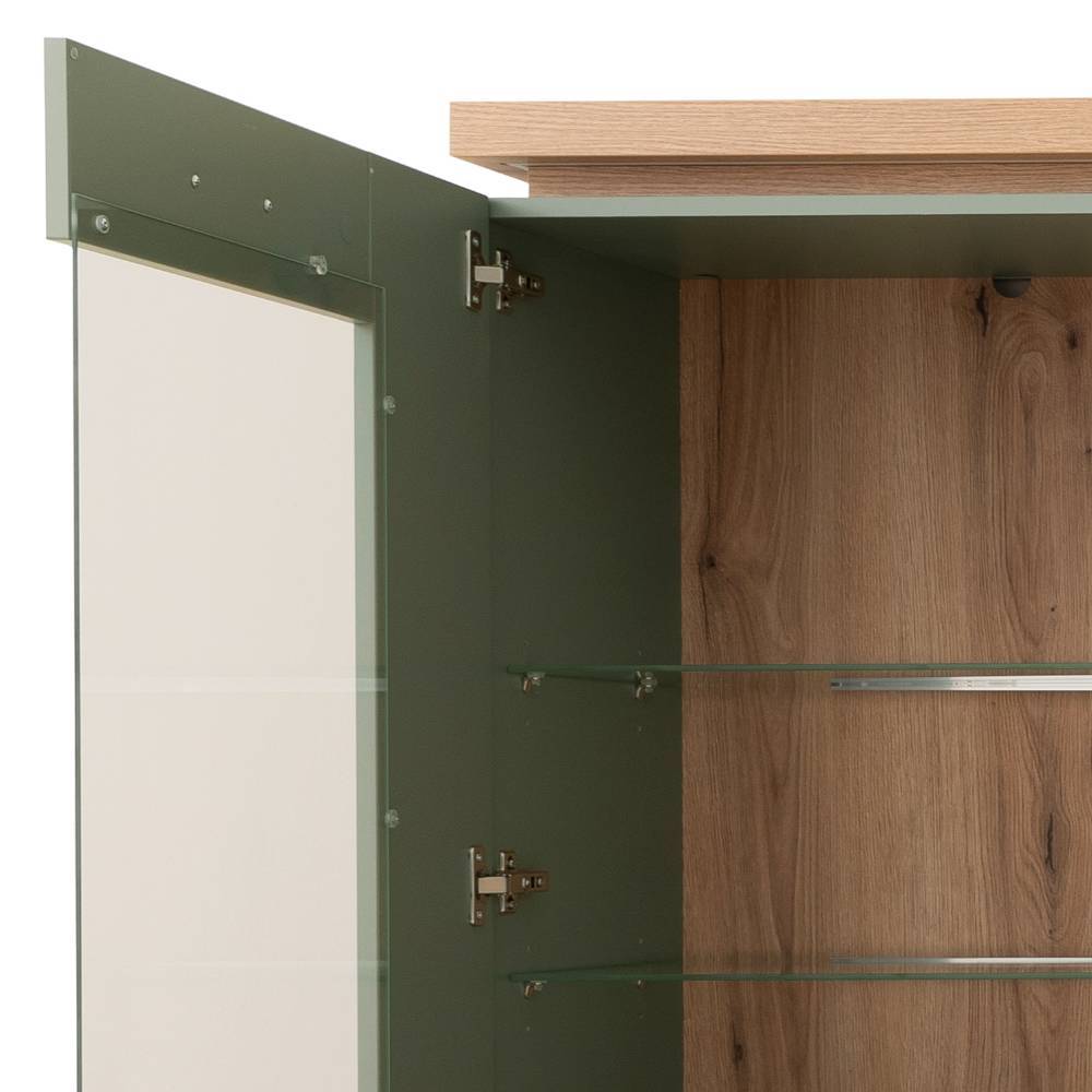 Design Wohnwand in Graugrün und Eiche - Kwin (dreiteilig)