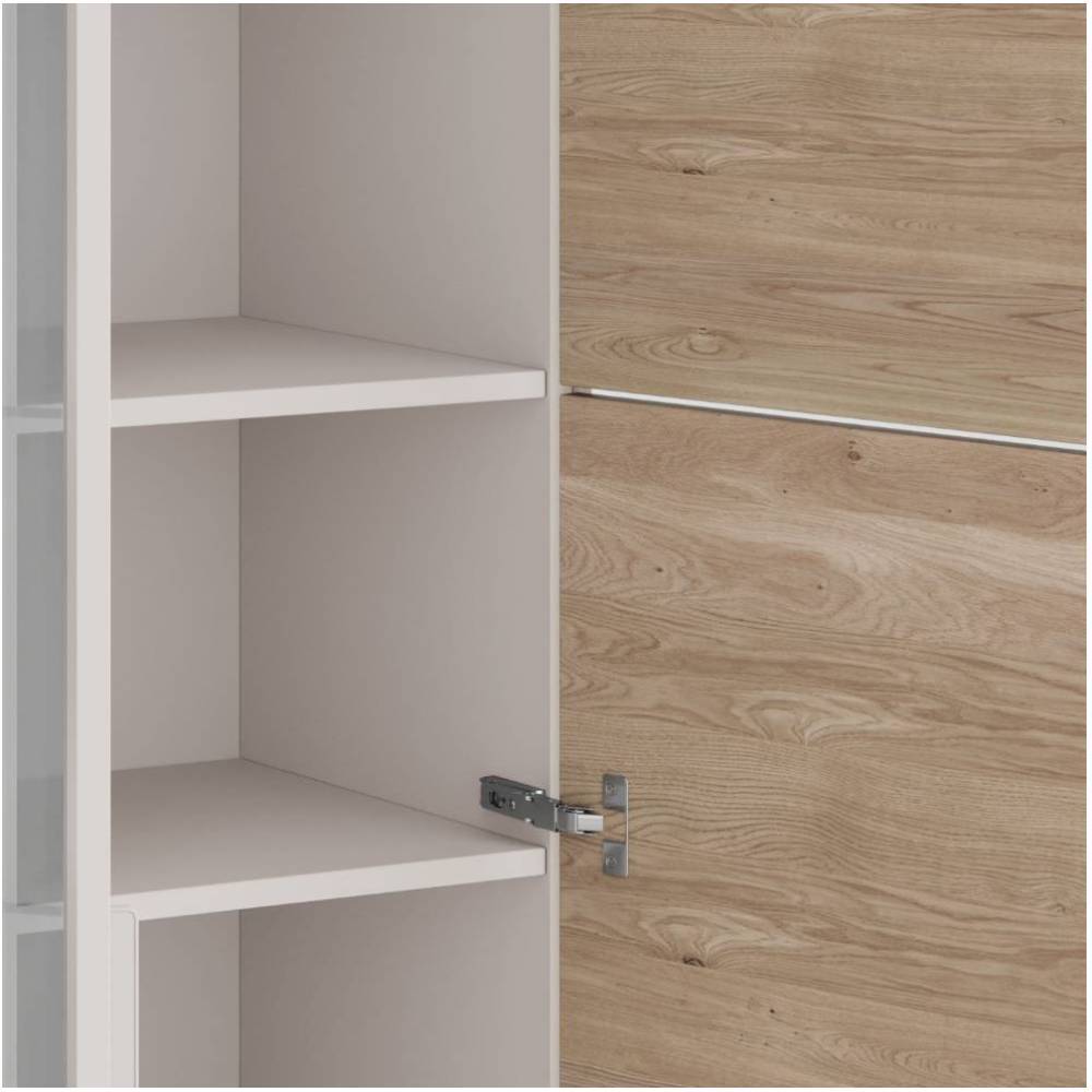 3-türige Highboard Vitrine in Kreideweiß - Loca