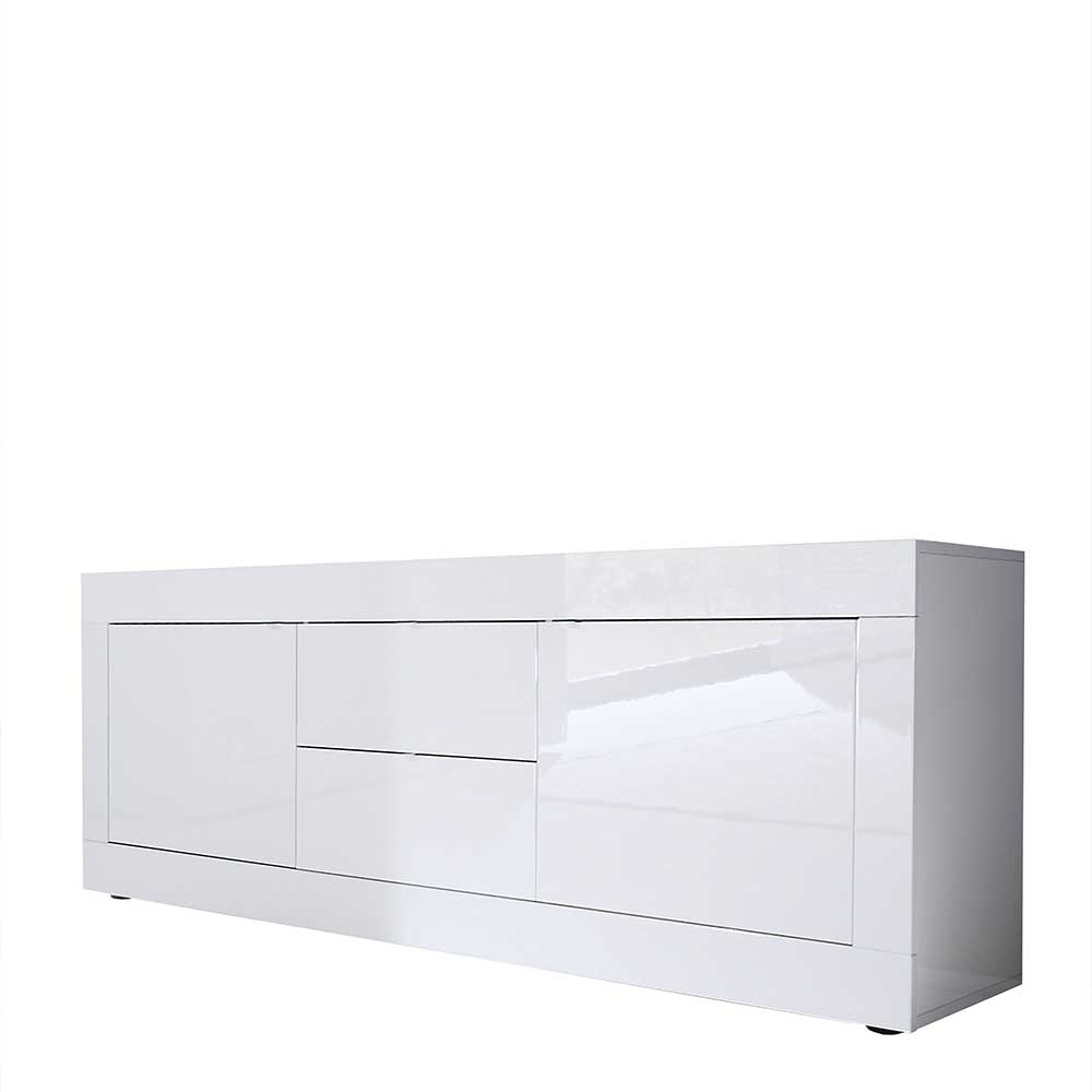 Weißes Hochglanz Lowboard für TV - Sogno