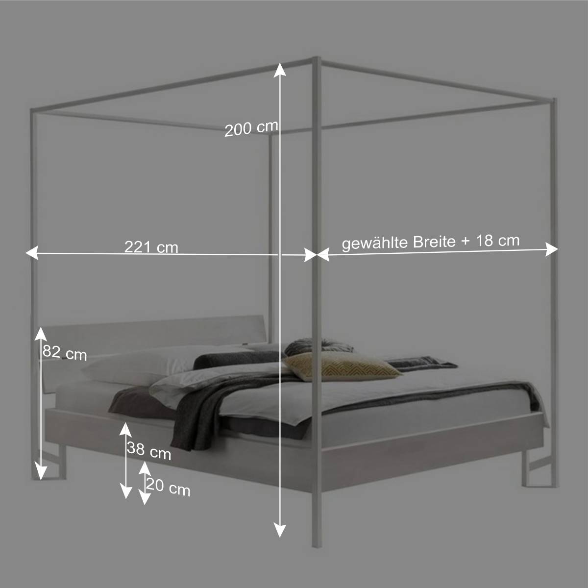 Modernes Himmelbett in Weiß für zwei Personen - Doranov