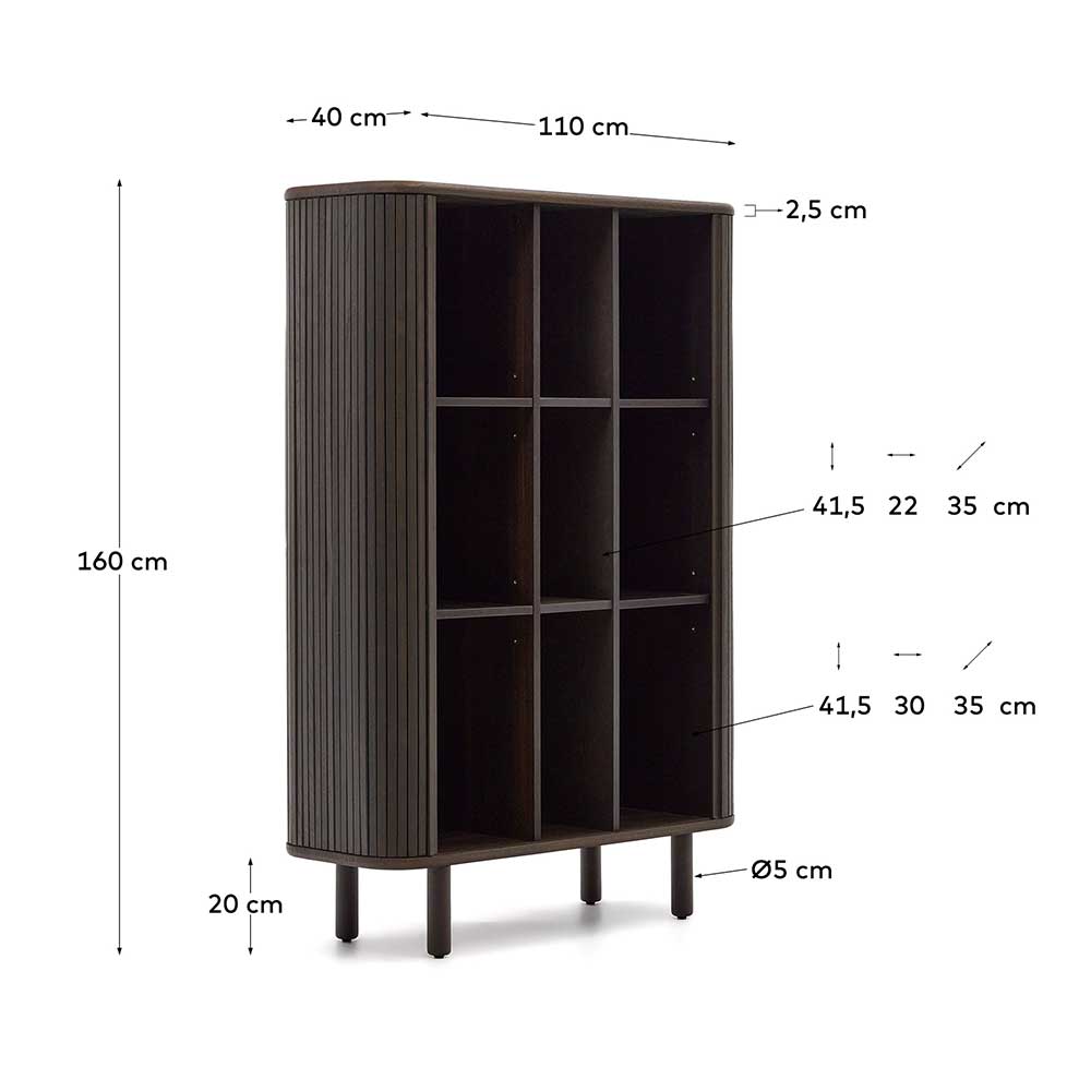 Retro Highboard mit Schiebetüren und Fächern - Tadaco