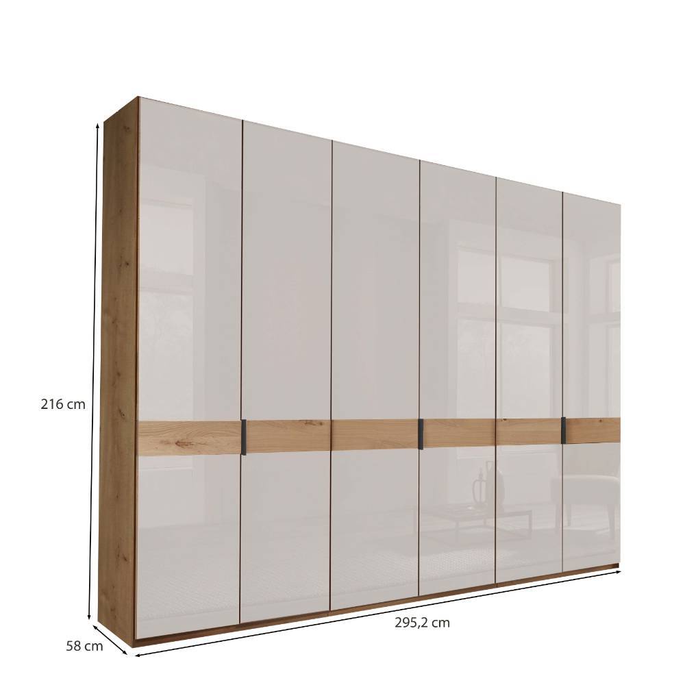 6-türiger Schlafzimmer-Kleiderschrank in Weiß - Crucav