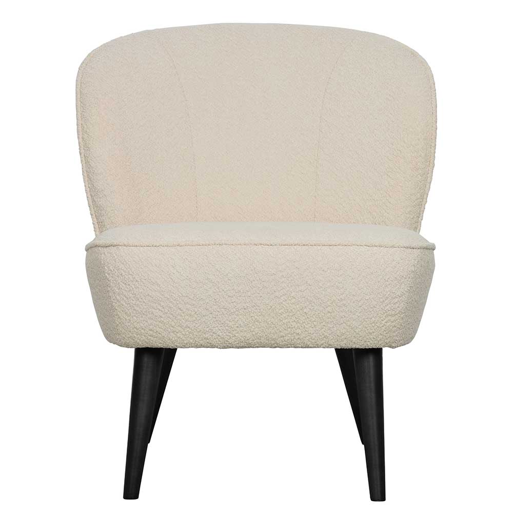 Gemütlicher Retrostil Teddy Sessel in Creme mit vier schwarzen Holzbeinen – Castilla