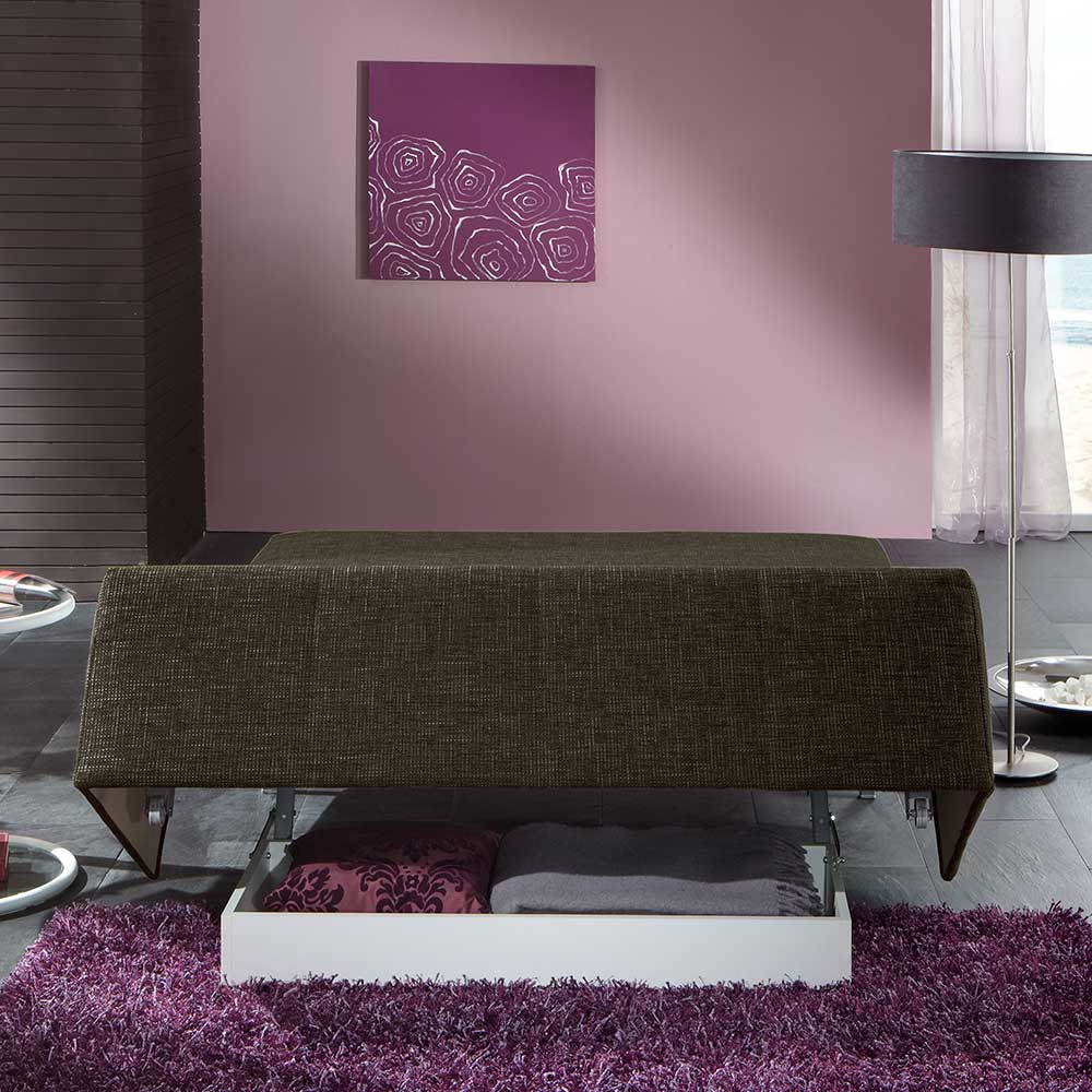 Sofabett in Dunkelbraun Strukturstoff - Merida