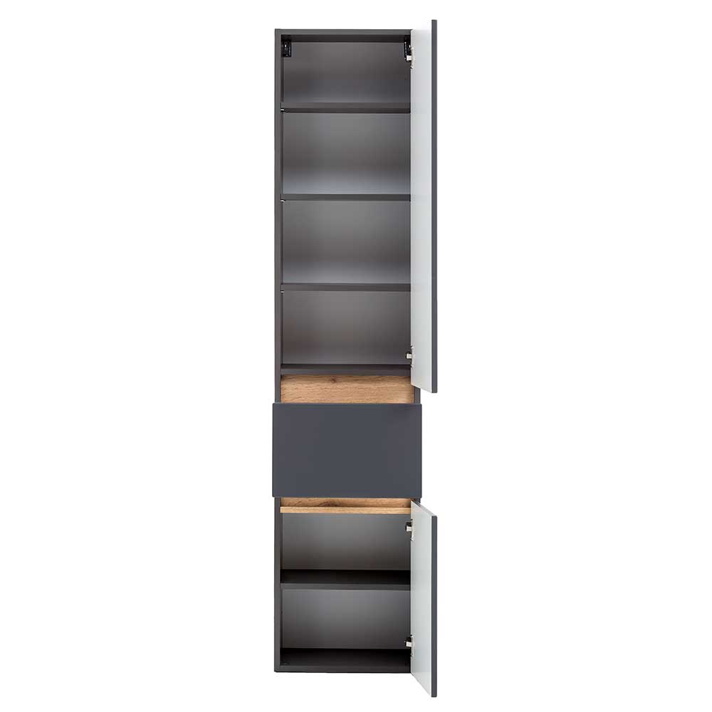 40x185x35 Bad Hochschrank in Grau mit Wildeiche - Agiruan