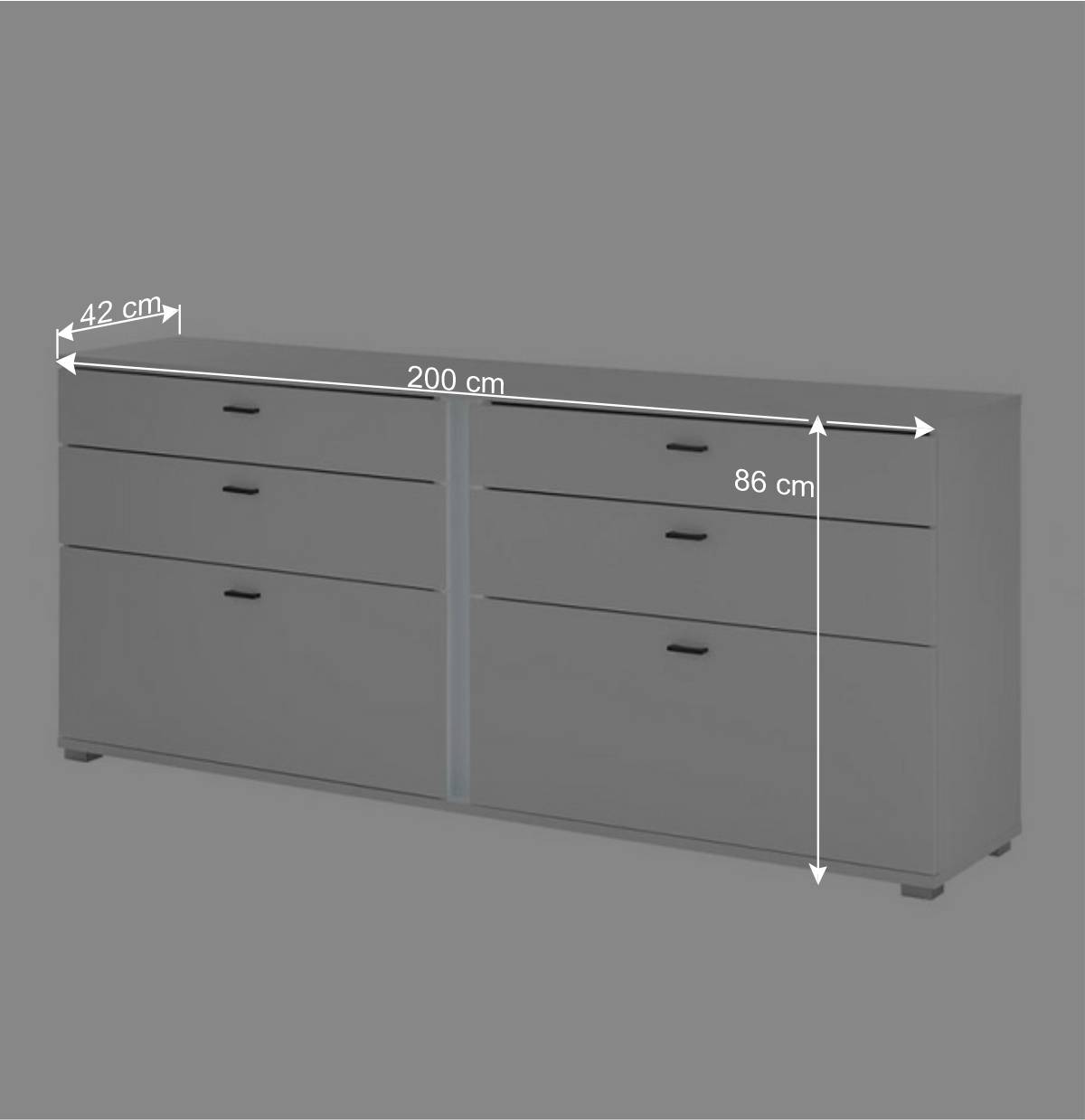 Weißes Sideboard mit vier Schubladen und zwei Klappen - Tirol