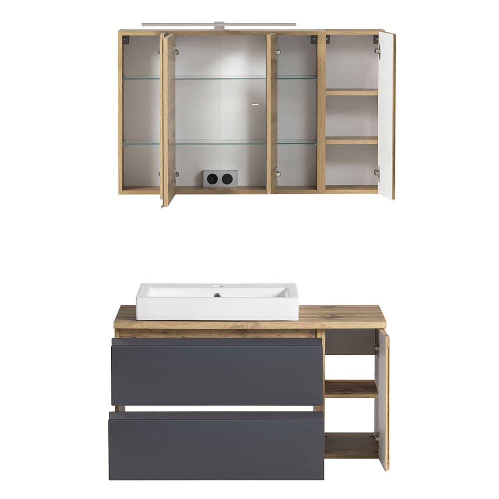 Waschtisch & Oberschrank mit Spiegeln - Jambi (zweiteilig)
