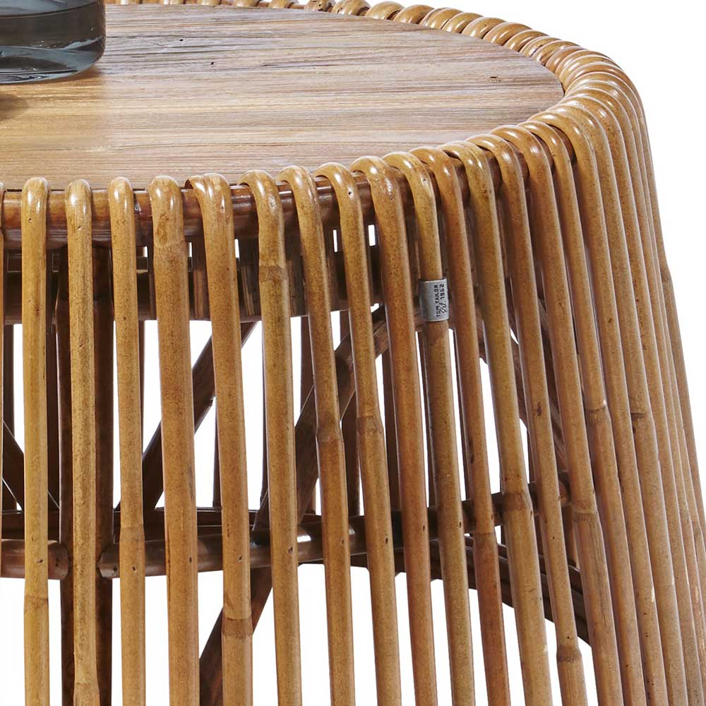 69x38x69 Design Couchtisch aus Recyclingholz & Rattan - Valtte