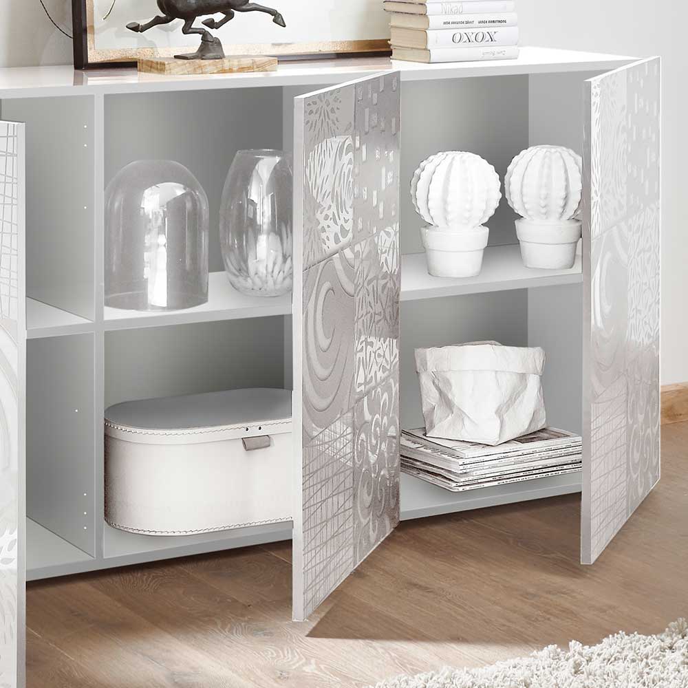 Offenes weißes Sideboard mit praktischen Regalfächern für mehr Stauraum – Vascaub