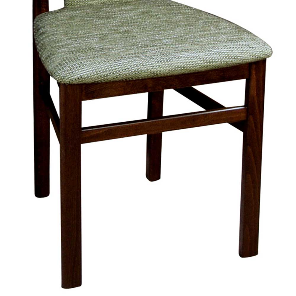 Dunkle Esszimmerstühle in Nussbaum Ambasian mit Stoff Grün (2er Set)