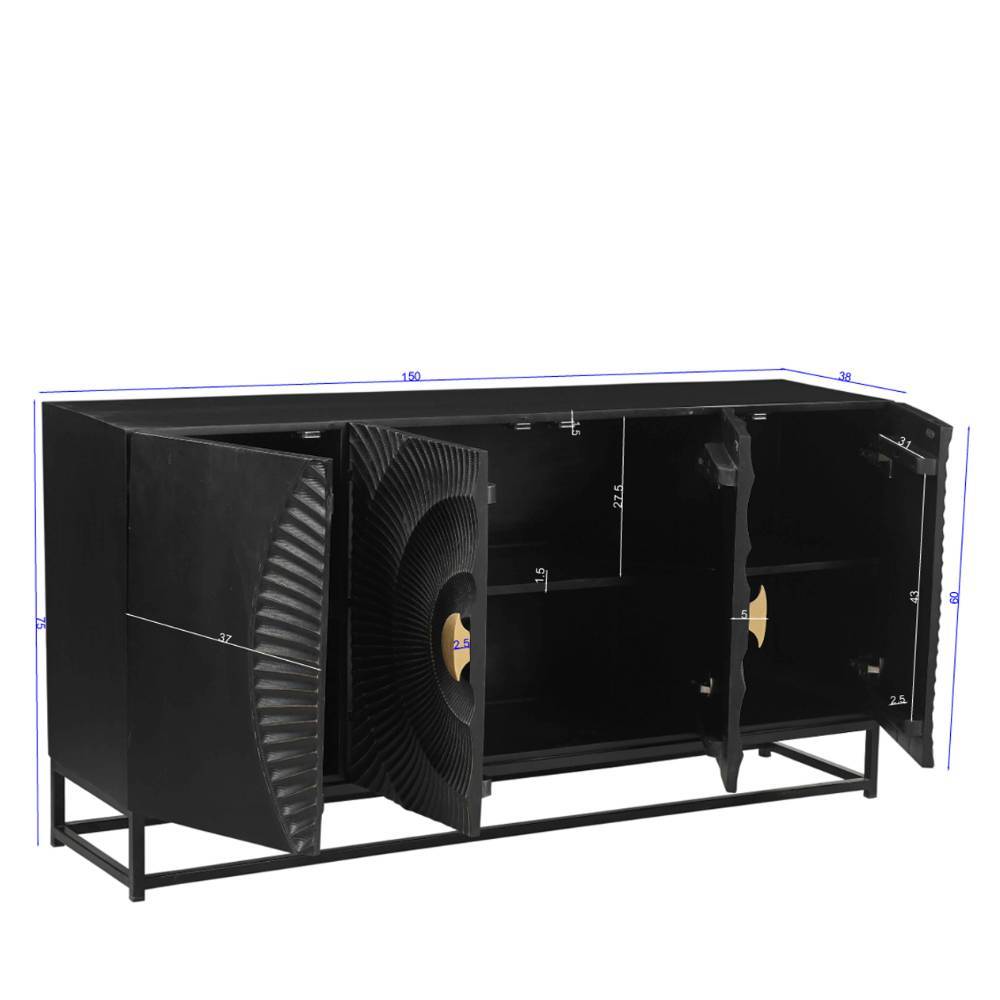 Design Sideboard in Schwarz und Gold - Oglio