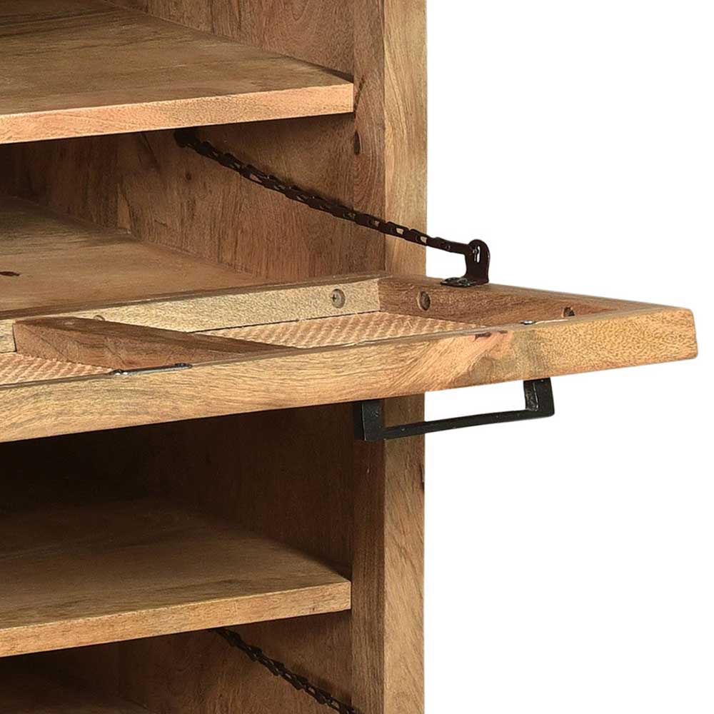 85x91x40 Schuhschrank aus Holz & Rattan Geflecht - Lazianus