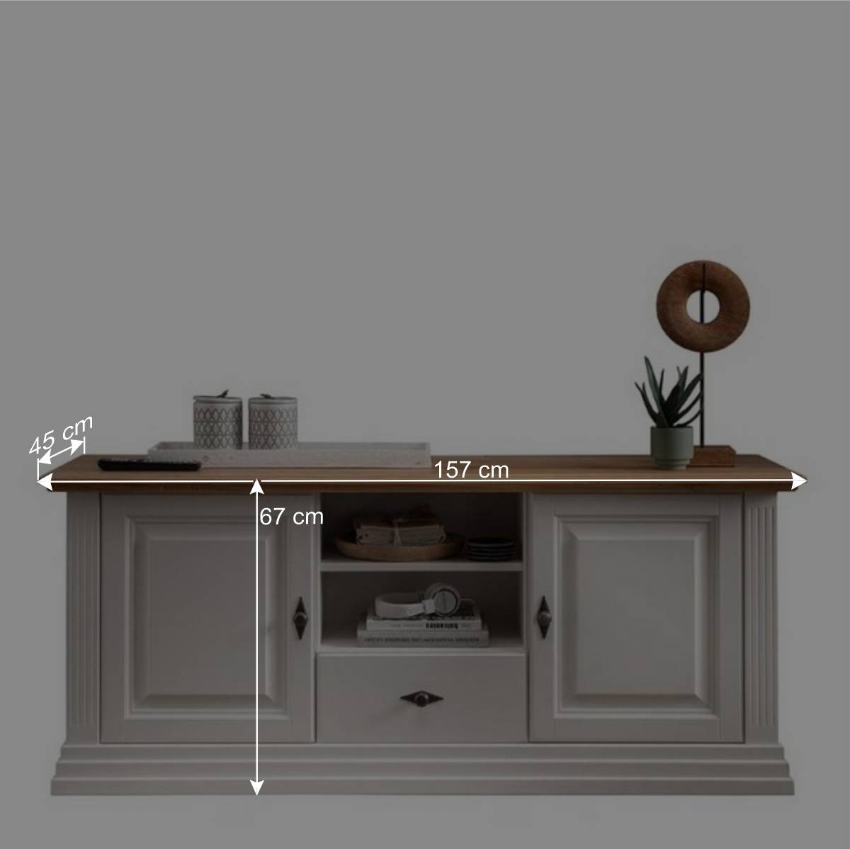 TV Lowboard im Landhaus Style 157x67x45 cm - Henry