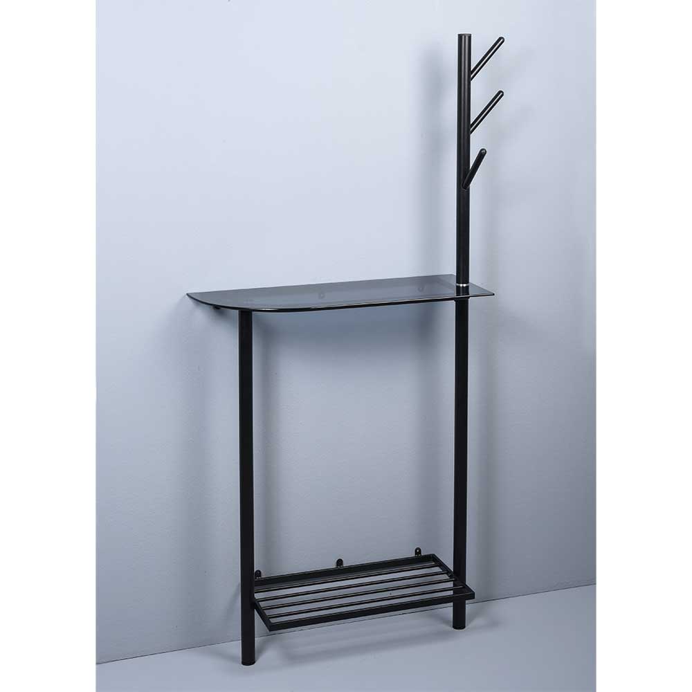 Minimalistische Garderobe in Schwarz mit Glasablage - Jenver