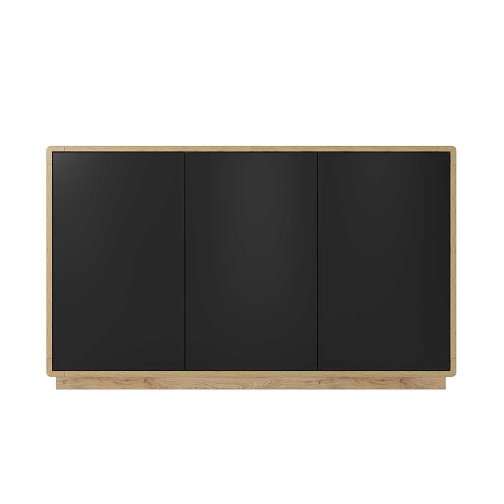 160x75x40 3-türiges Sideboard in Schwarz - Ilunas
