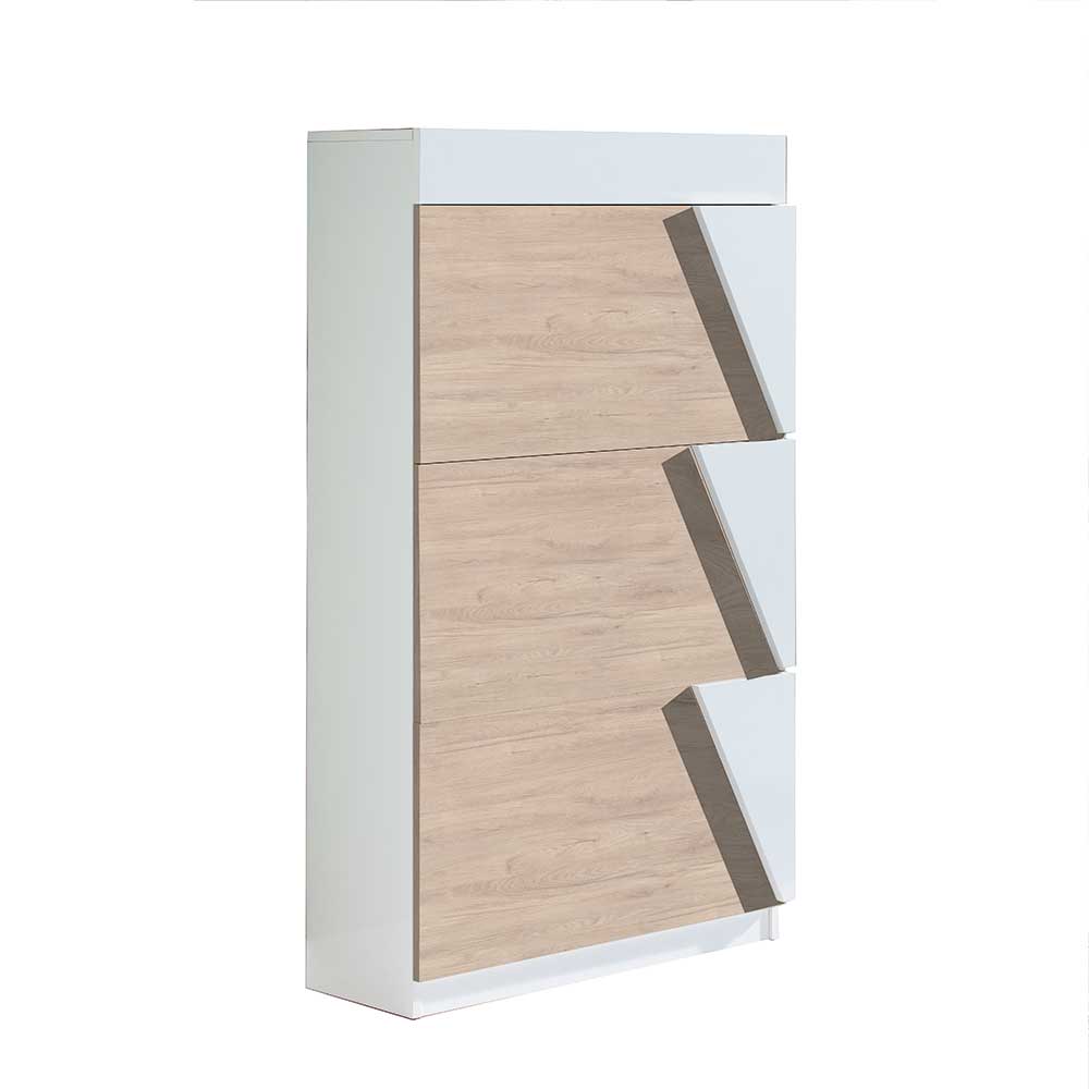 Schuhklappenschrank in Weiß & Eiche Bianco - Nicalo