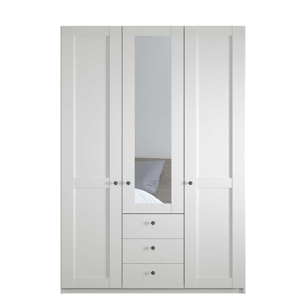 Weißer 3-türiger Kleiderschrank mit Spiegel - Flinn