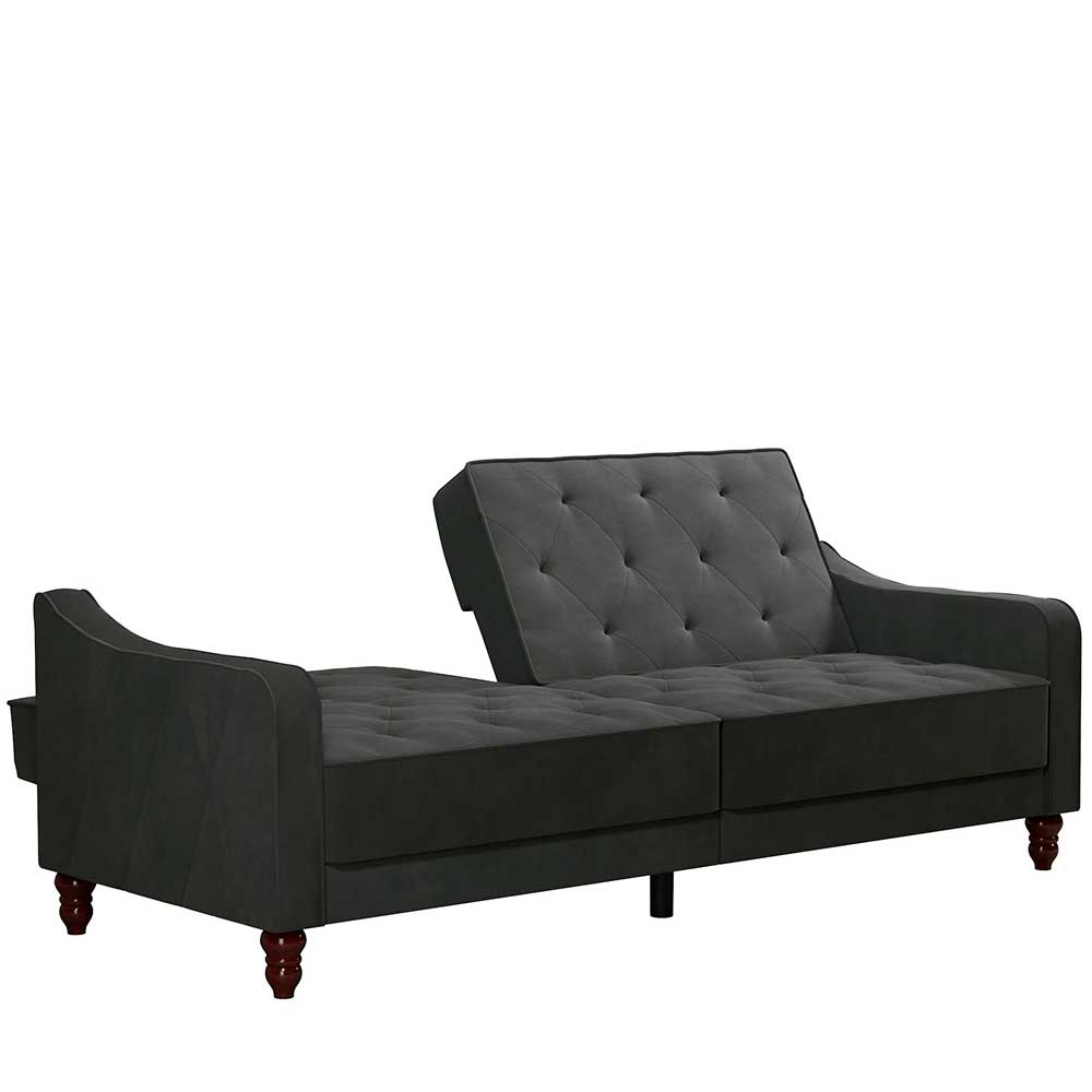 Samtsofa mit Bettfunktion in Dunkelgrau - Rubanina