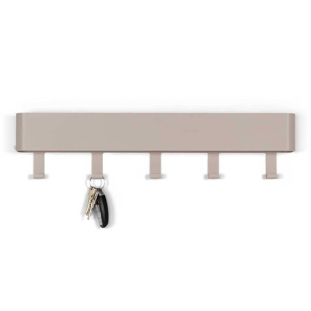 Taupe Metall Hakenleiste mit fünf Haken für Schlüssel und Garderobe im Flur – Plexino