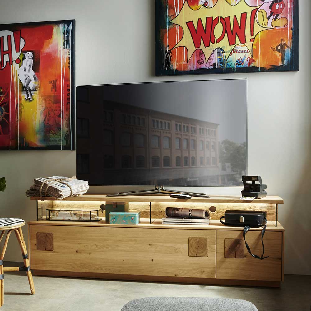Wildeiche TV Board mit 170 cm Breite - Millena