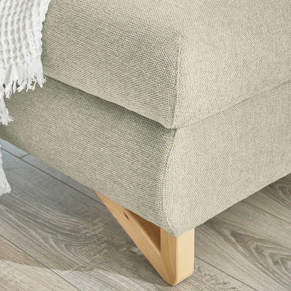 Strukturstoff Ecksofa in Beige - Baonga