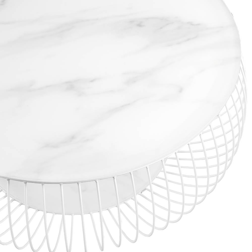Scandi Couchtisch mit Glasplatte Marmor Optik - Curres