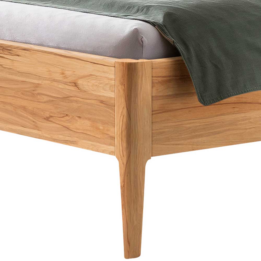 Bett aus Wildbuche massiv und Kunstleder - Padricio
