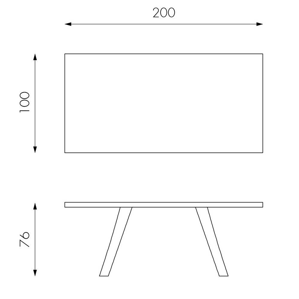 Esszimmertisch Maße und Abmessungen 200x100x76 cm – Orvinio