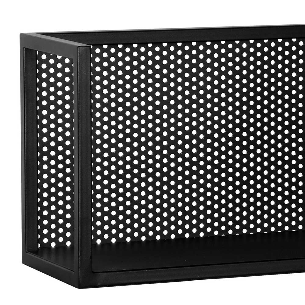 Schwarzes Metall Wandregal mit Rückwand - Bela