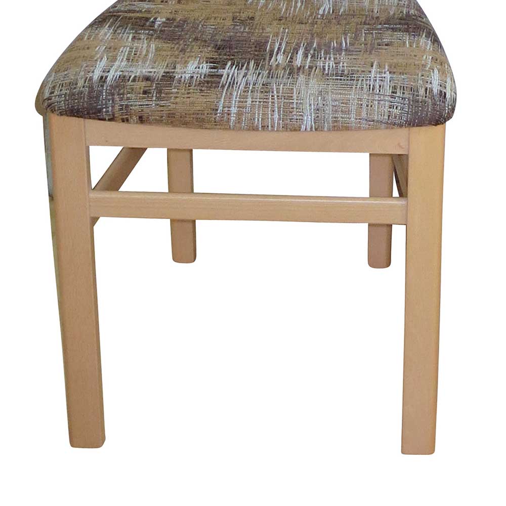 Holz Stuhl für Esszimmer Karoline mit Musterstoff Braun Beige (2er Set)
