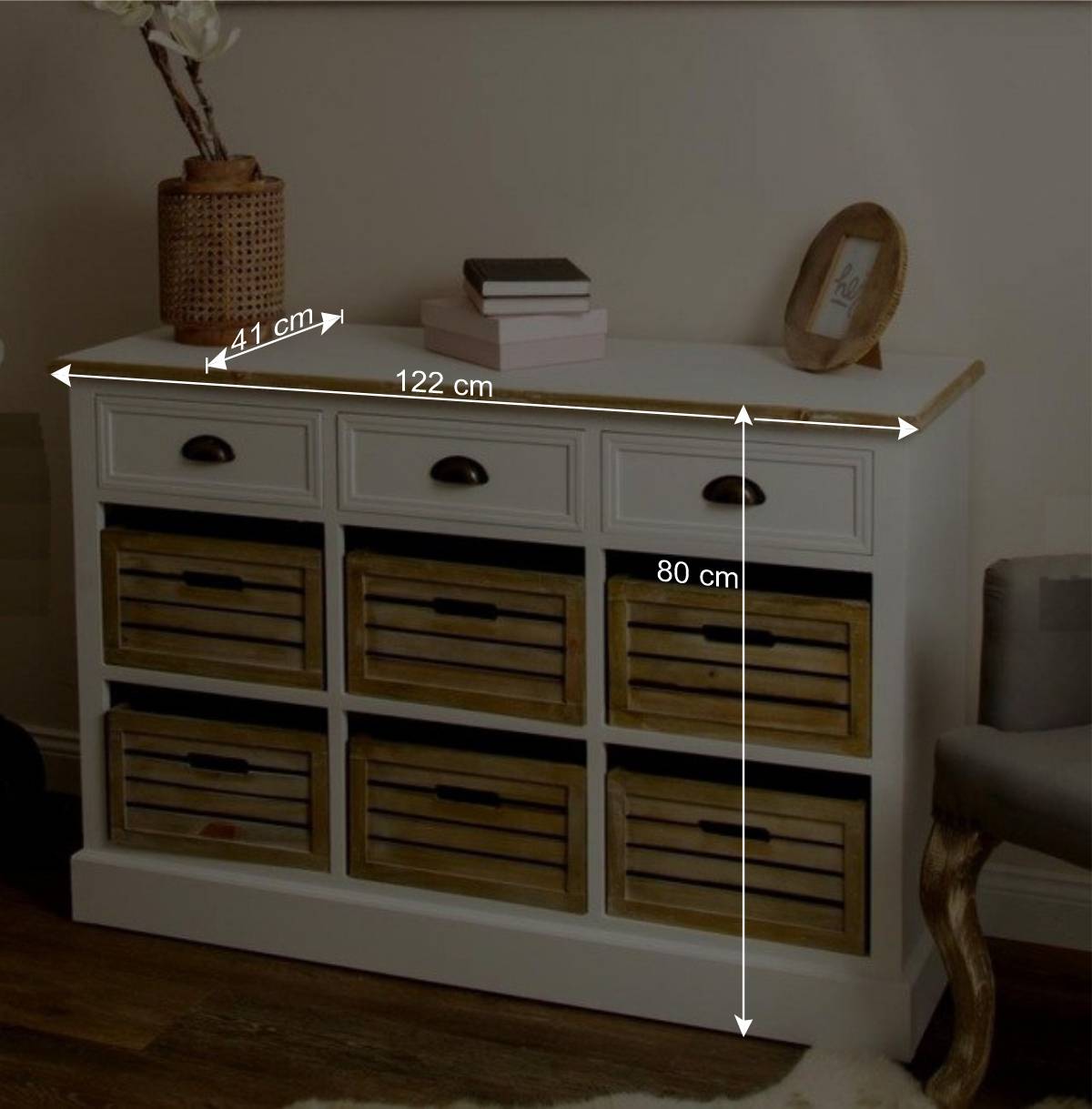 Landhaus Sideboard Calavon mit Körben