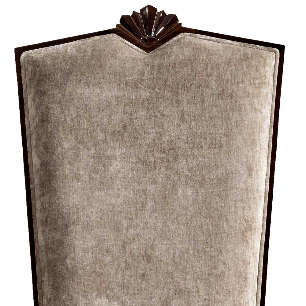 Polsterstuhl in Beige Samt & Braun Holz - Savossa